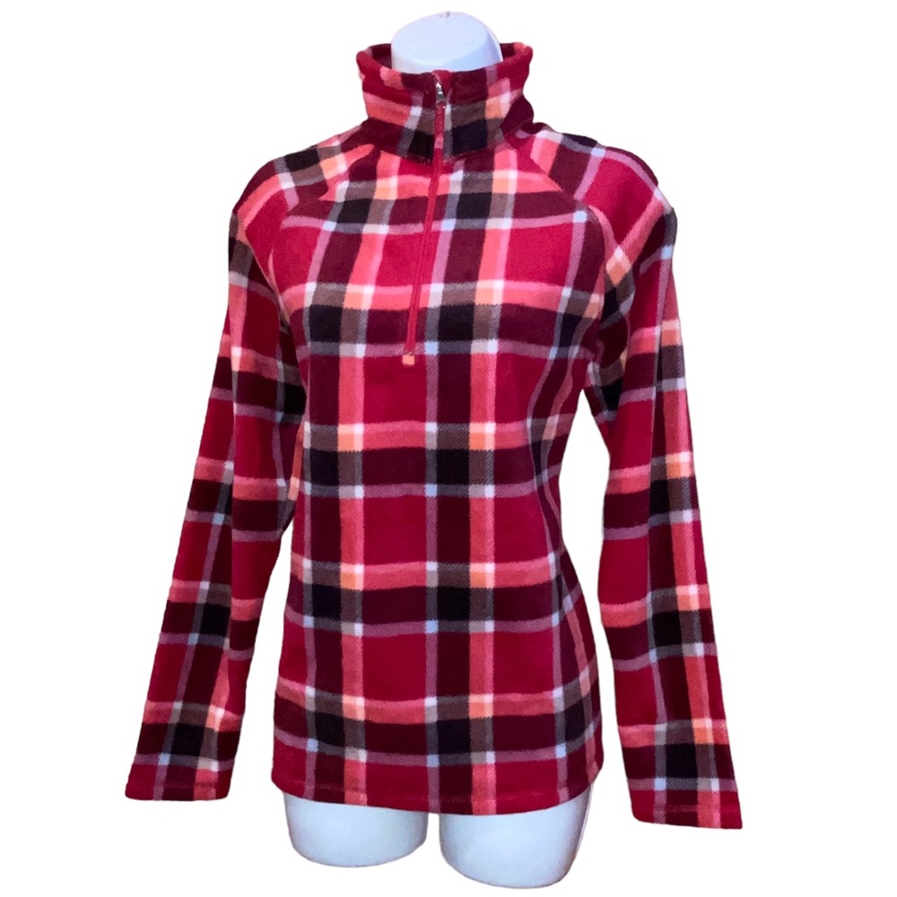 Eddie Bauer Venture Red Plaid 1/4 Zip Plush Pullover Fleece Top - Women’s Small